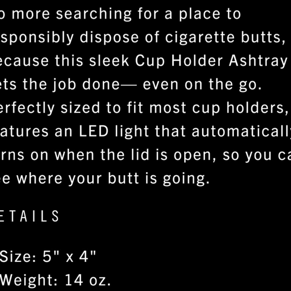 ‼️SOLD‼️ Cup Holder Ashtray/Cigarette Ashtray/LED Ashtray - Picture 5 of 5